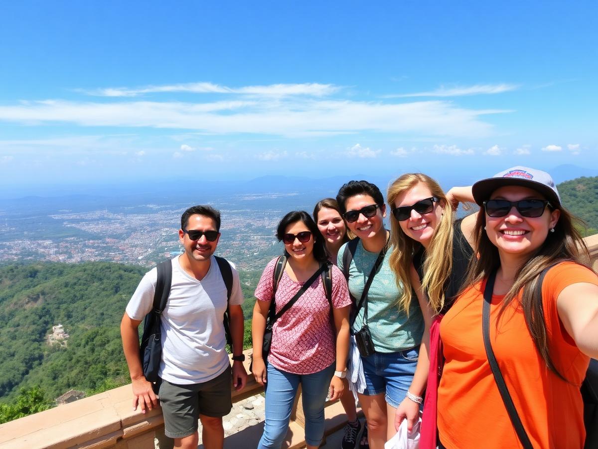 Group photo at a mountain viewpoint